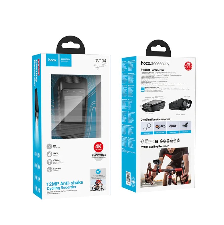 Hoco 4K Bike Dash Cam 2160P 60FPS Waterproof Camera (DV104)