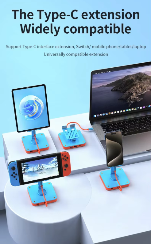 Adjustable 3-in-1 Nintendo Switch Stand USB-C Hub with 4K HDMI & 100W PD Charging