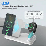 4-in-1 Wireless Charging Station 15W Fast Charger Stand for i-Series Devices