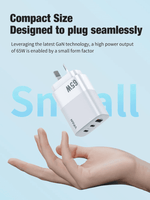65W GaN Charger with 2 USB C and USB A Ports