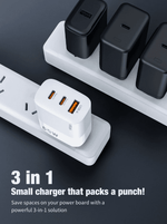 65W GaN Charger with 2 USB C and USB A Ports