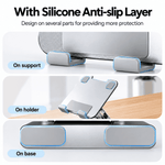 Adjustable height laptop stand for a compatible laptop