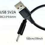 Barrel Jack Power Cable - 2mm x 0.6mm charger (Black) 1m - Black - Electronics Accessories