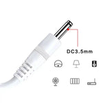 Barrel Jack Power Cable - 3.5mm x 1.35mm charger (White) 1m - White - Electronics Accessories