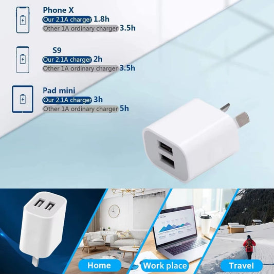 Dual USB Power Adapter Wall Plug (NZ / AUS) (White)