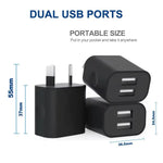 Dual USB Power Adapter Wall Plug (NZ / AUS) (Black) - Electronics Accessories