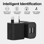 Dual USB Power Adapter Wall Plug (NZ / AUS) (Black) - Electronics Accessories