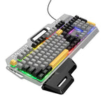 Ergonomic Wired Gaming Keyboard with RGB Rainbow Light & Wrist Rest (GM702)
