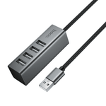 4-port USB 2.0 hub with aluminum alloy housing and 1-metre braided cable