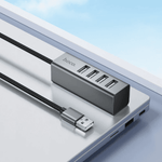 4-port USB 2.0 hub with aluminum alloy housing and 1-metre braided cable