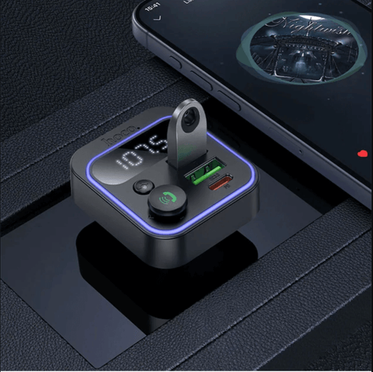 Hoco E85 FM car kit USB ports close-up
