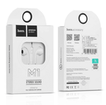 HOCO M1 white stereo wired earphones with 3.5mm audio jack and microphone