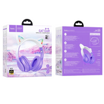 HOCO W42 purple and white Bluetooth cat ear headphones with LED lights