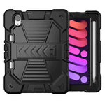 iPad Mini 6 / 7 Rugged Case β Shockproof Cover Stand & Pencil Holder - Black