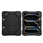 iPad Pro 11-Inch (M4) 2024 7th Gen Rugged Shockproof Case with Kickstand (Black) - Phone/Tablet Accessories