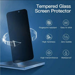 iPhone 16 Privacy Tempered Glass Screen Protector (2 Pack) β 9H HD Anti-Spy 2.5D Rounded Edge Impact & Scratch Resistant
