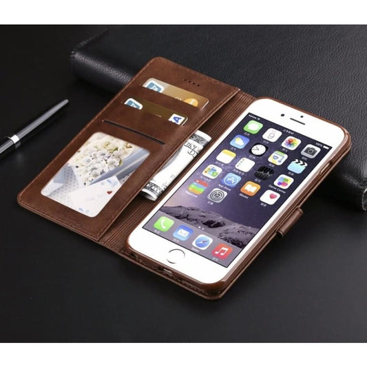 Synthetic Leather Flip Case for iPhone SE (3rd / 2nd Gen) (Brown)