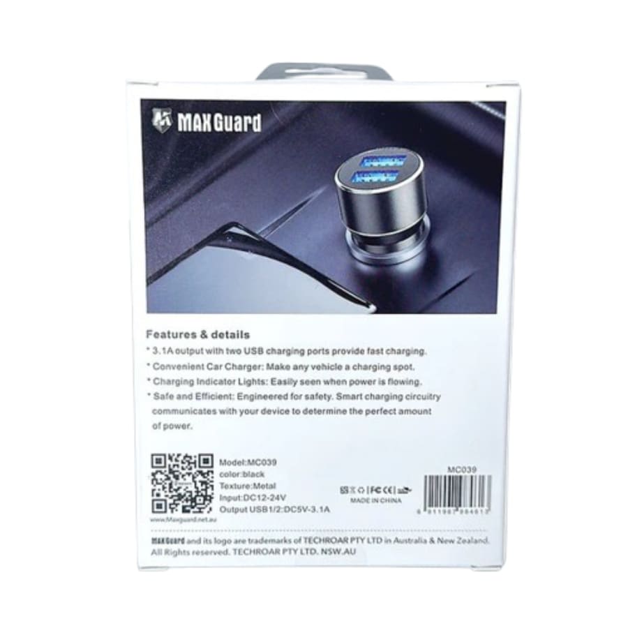 Maxguard 3.1A 2USB car charger MC039