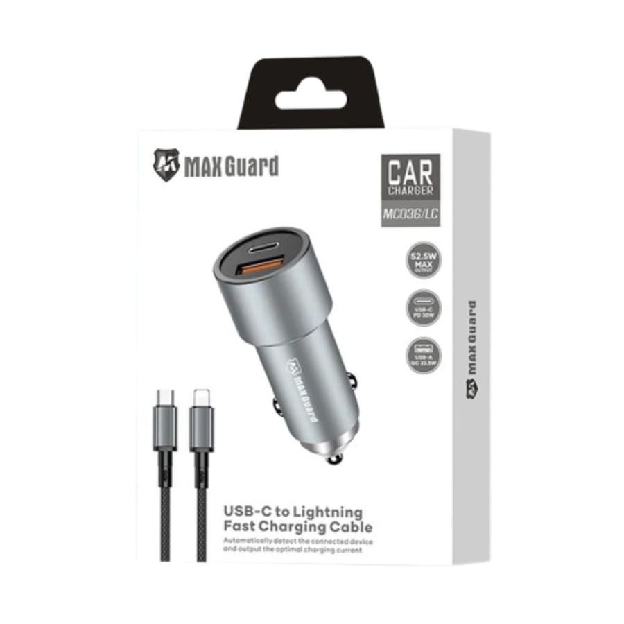 Maxguard 38W USB A+C car charger with Type-C to Lightning combo MC036LC