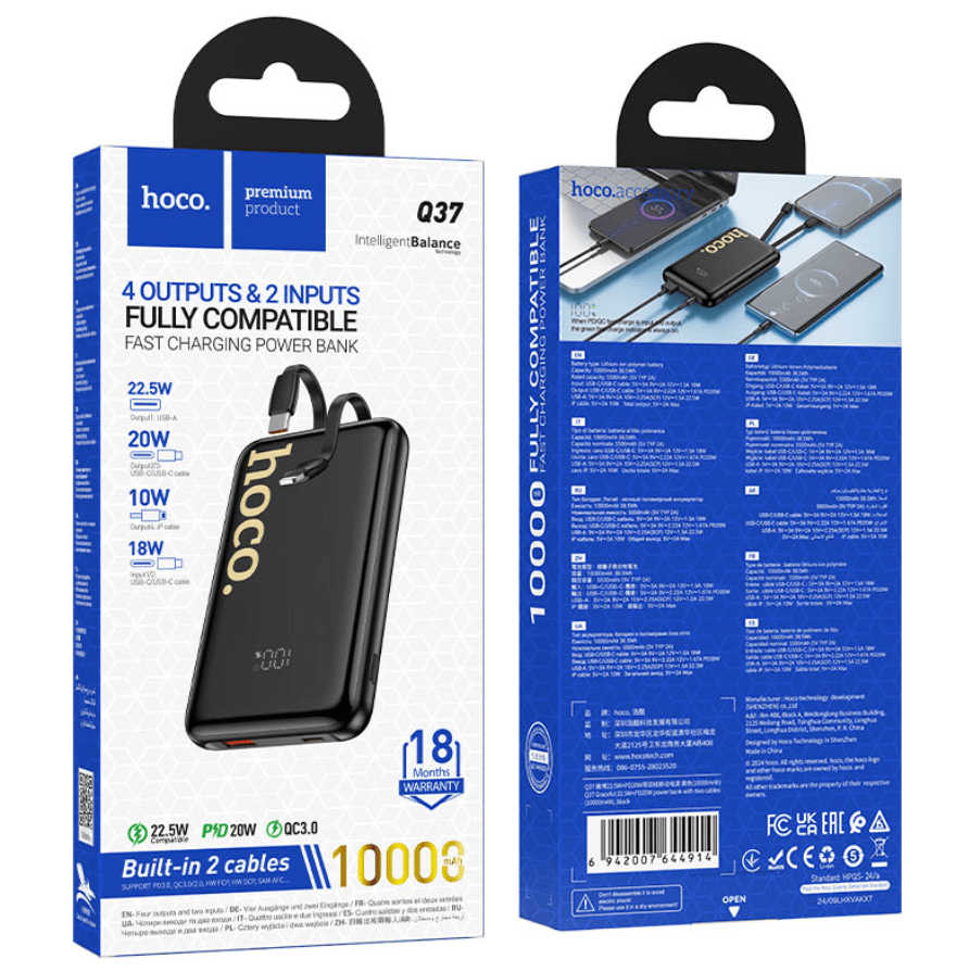 Q37 Graceful Fast Charging Power Bank Full Package