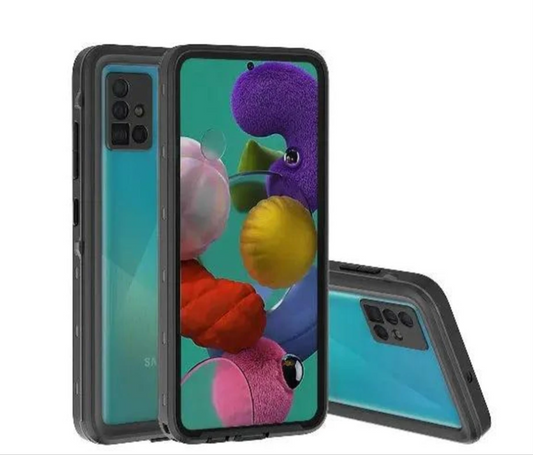 Display of clear waterproof Samsung Galaxy A51 protective cover NZ