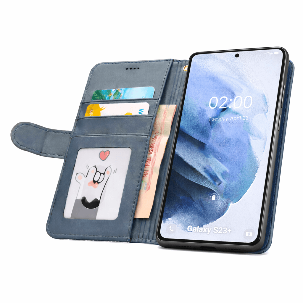 Samsung Galaxy S23 Plus flip wallet case cowhide finish dot pattern