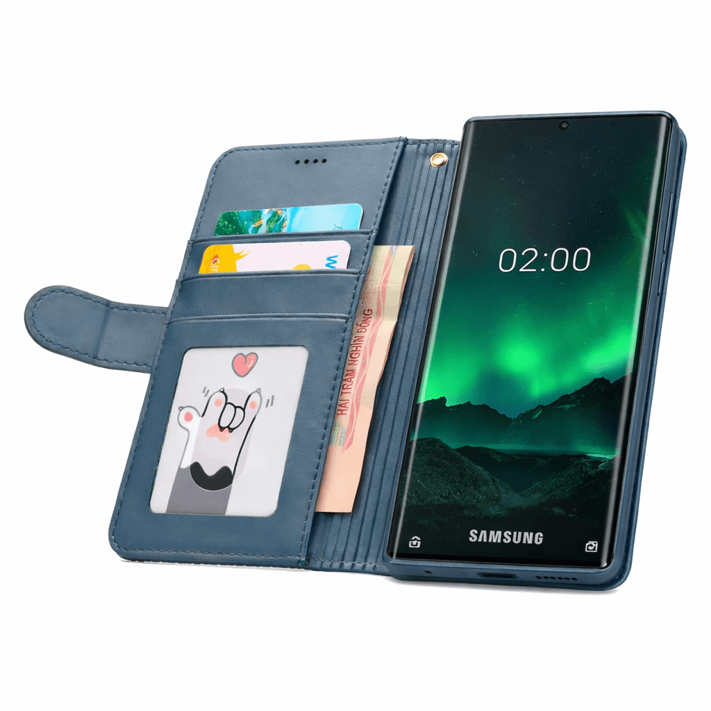 Samsung Galaxy S23 Ultra flip wallet case cowhide dot pattern front view