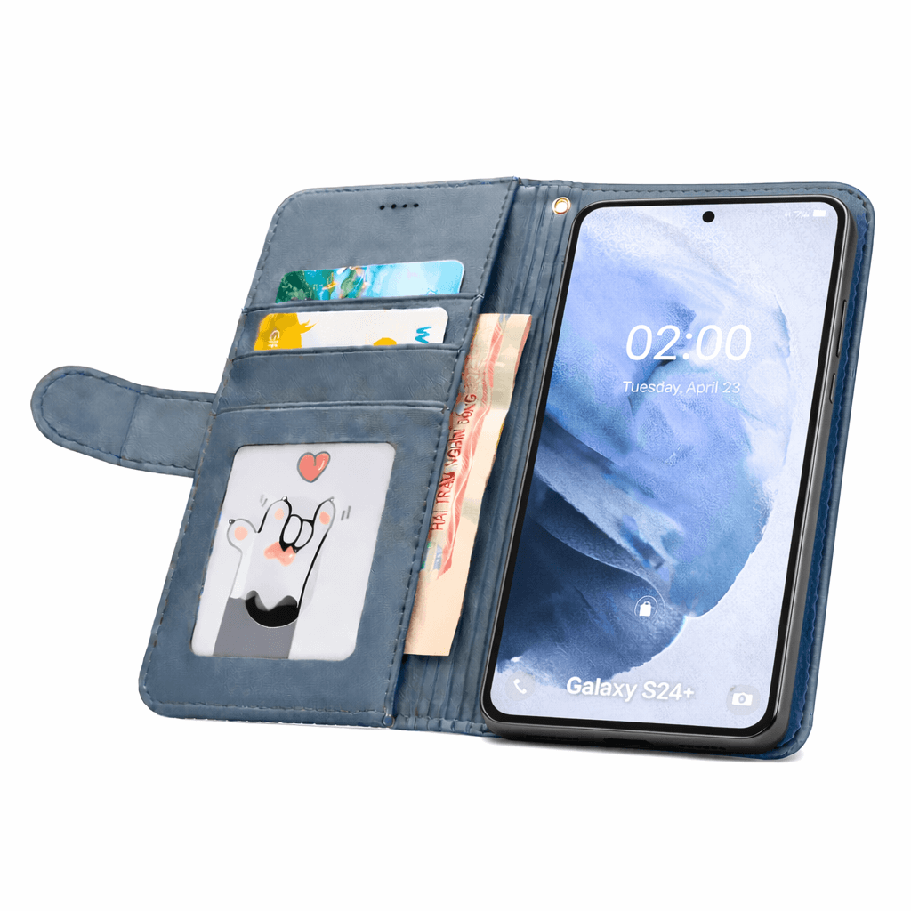 Samsung Galaxy S24 Plus flip wallet case cowhide dot pattern front view