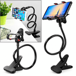 Universal flexible arm phone holder for hands-free smartphone viewing