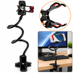 Universal flexible arm phone holder for hands-free smartphone viewing