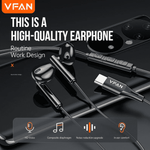 VFAN M18 black Type-C wired stereo earphones with digital audio chip