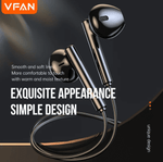 VFAN M18 black Type-C wired stereo earphones with digital audio chip