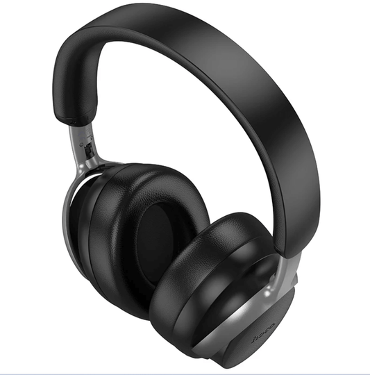 Black over-ear headphones on a white background