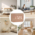 Wooden LED Digital Alarm Clock with Temperature Display & Night Light (4 colours available) - HBC