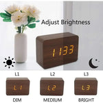 Wooden LED Digital Alarm Clock with Temperature Display & Night Light (4 colours available) - HBC
