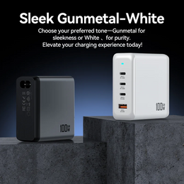 100W GaN desktop charging station with three USB-C ports and one USB-A port