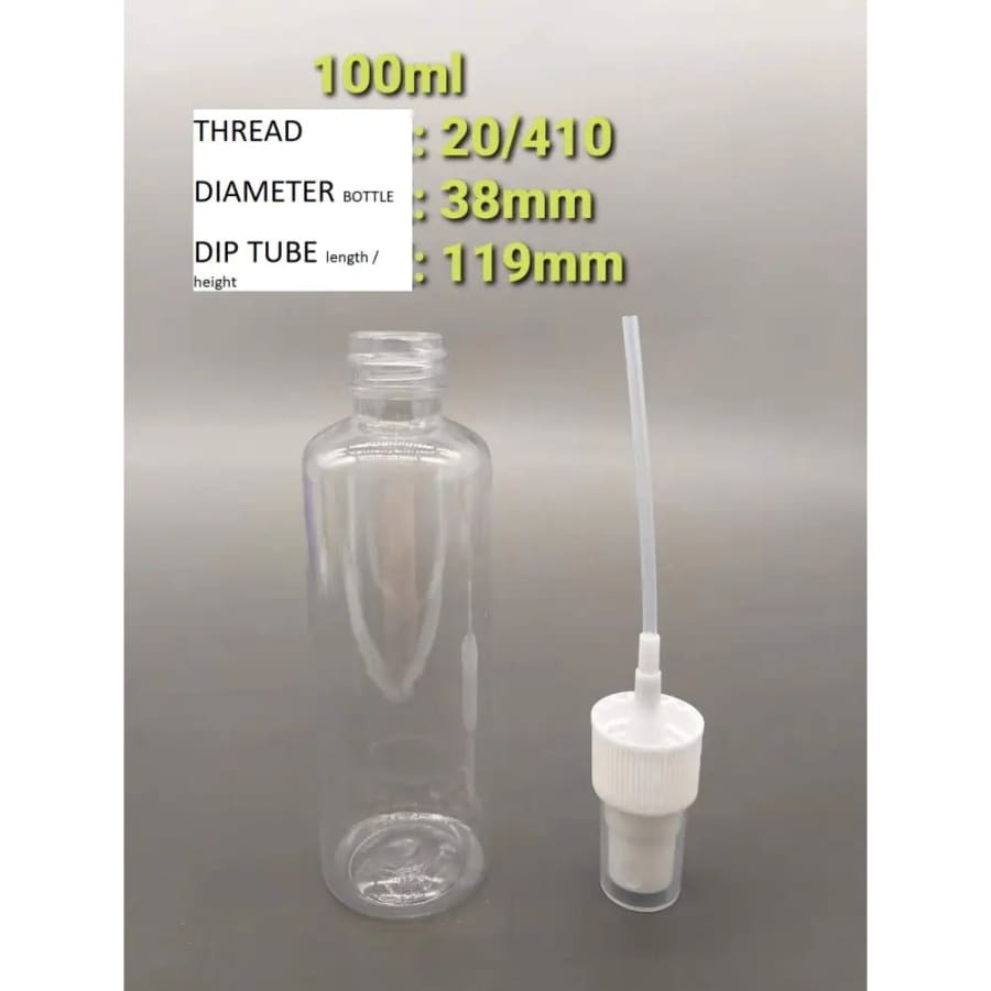 20 x 100 ml Clear Plastic Bottle with Fine Mist Spray Atomiser & Cap