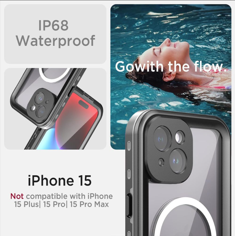 Waterproof & Shockproof Case for iPhone 15 – Clear Protective Cover