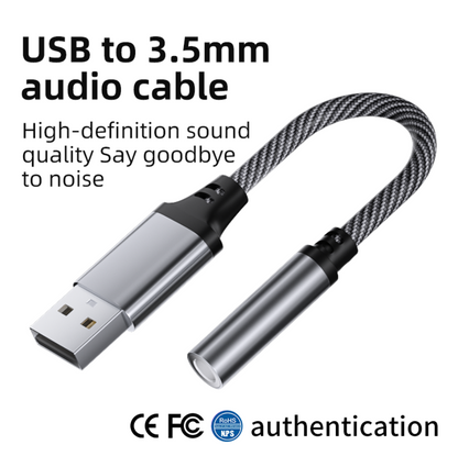 USB to 3.5mm Audio Adapter Cable for Car, Computer & Speaker (USB 3.5mm)
