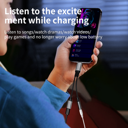 Dual-Port USB-C Adapter Cable with PD Fast Charging & 2-in-1 Type-C Audio Support