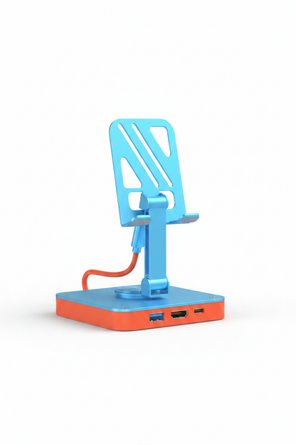 USB interface with blue and orange design on a light gray background