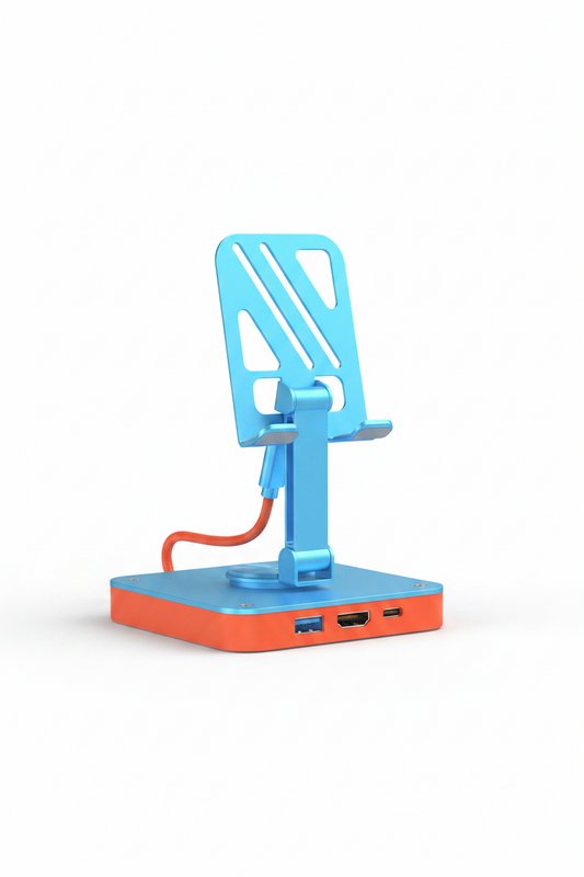 USB interface with blue and orange design on a light gray background