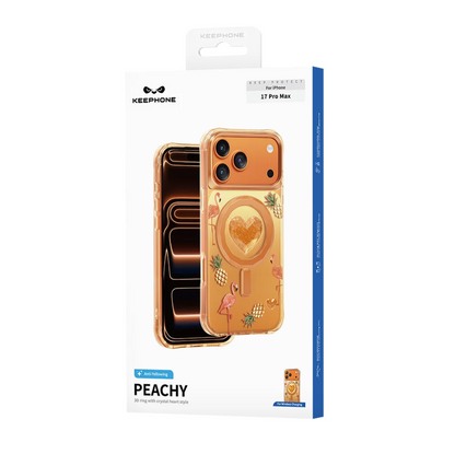 Keephone 3D Heart Glitter Case for iPhone 17 Pro | MagSafe Compatible (Peachy)