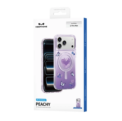 Keephone 3D Heart Glitter Case for iPhone 17 Pro | MagSafe Compatible (Peachy)