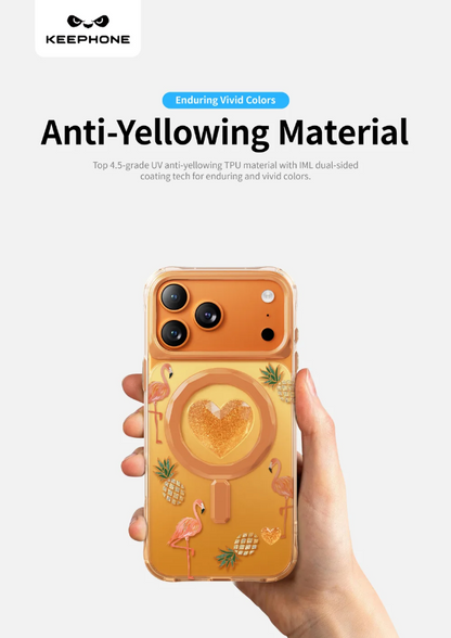 Keephone 3D Heart Glitter Case for iPhone 17 Pro | MagSafe Compatible (Peachy)