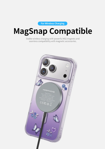 Keephone 3D Heart Glitter Case for iPhone 17 Pro | MagSafe Compatible (Peachy)