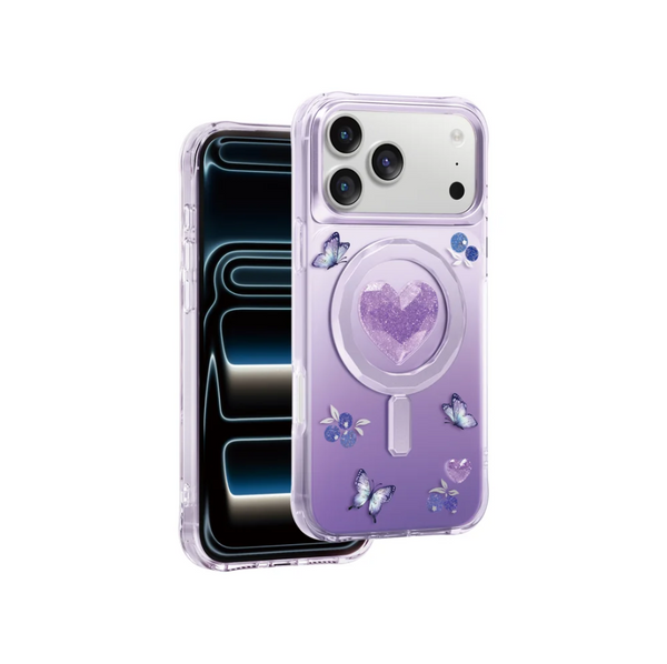 Keephone 3D Heart Glitter Case for iPhone 17 Pro Max | MagSafe Compatible (Peachy)