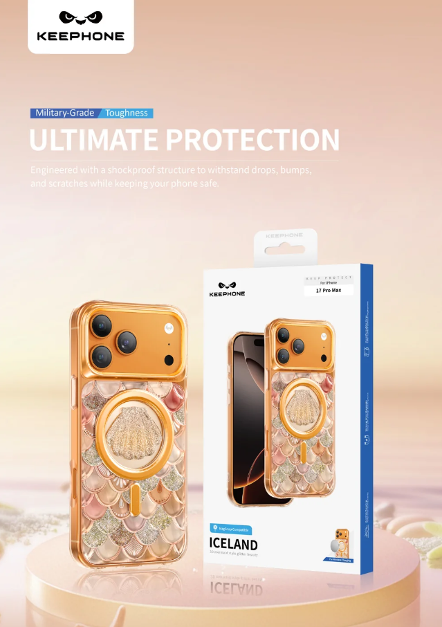 Keephone Iceland Glitter Case for iPhone 17 Pro | 3D Diamond Shell MagSafe Case