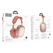 Premium Bluetooth 5.4 Wireless Headphones with 90-Hour Battery | TF Card and AUX Mode (W55) - Pink