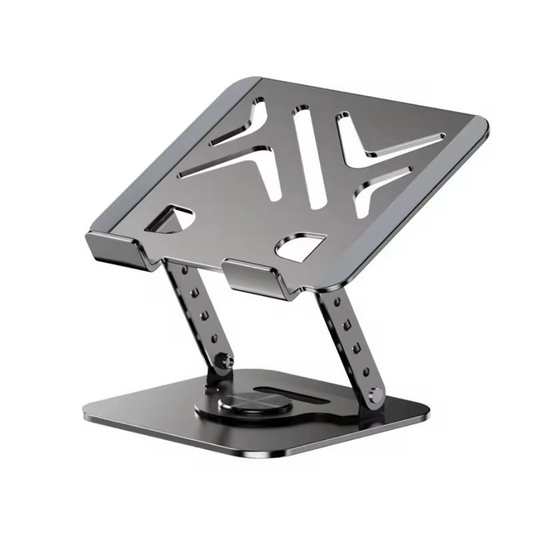 Metal laptop stand on a white background